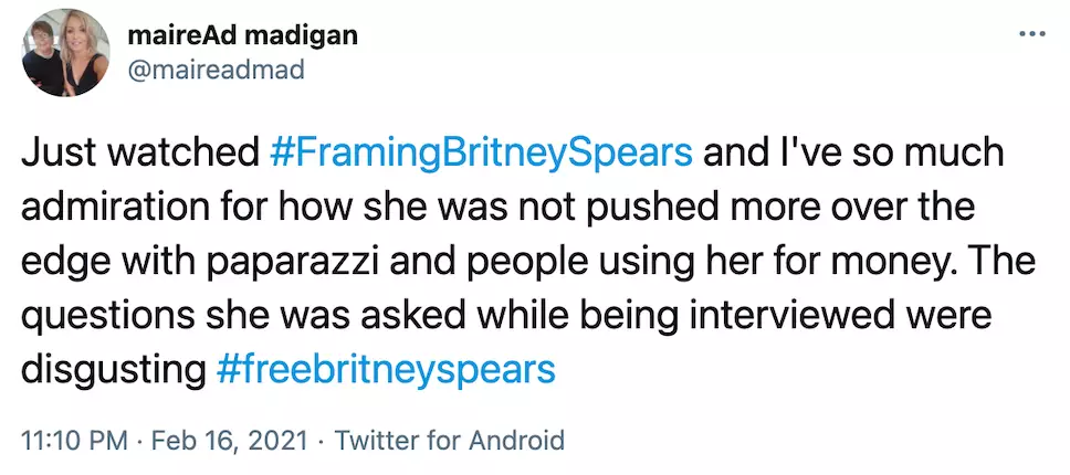 Viewers took to Twitter following the UK premiere of Framing Britney Spears (