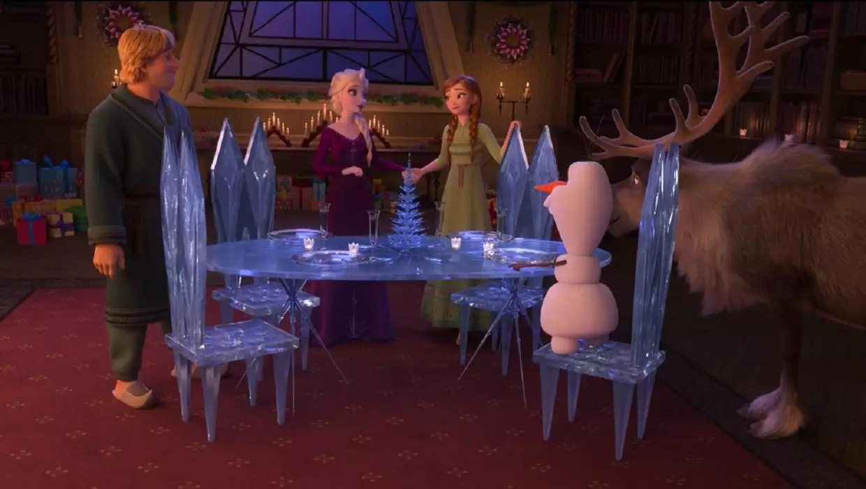Elsa joins in the game and says her favourite thing at Christmas is sharing a meal. (