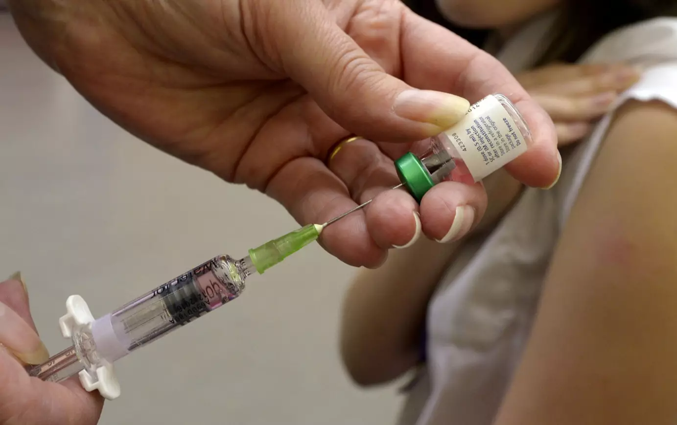 A measles vaccination.