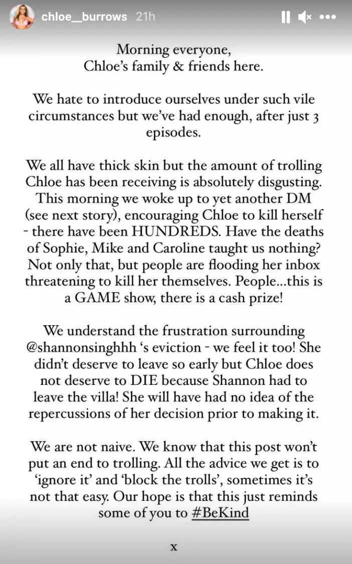 Chloe's family spoke about the death threats she received (