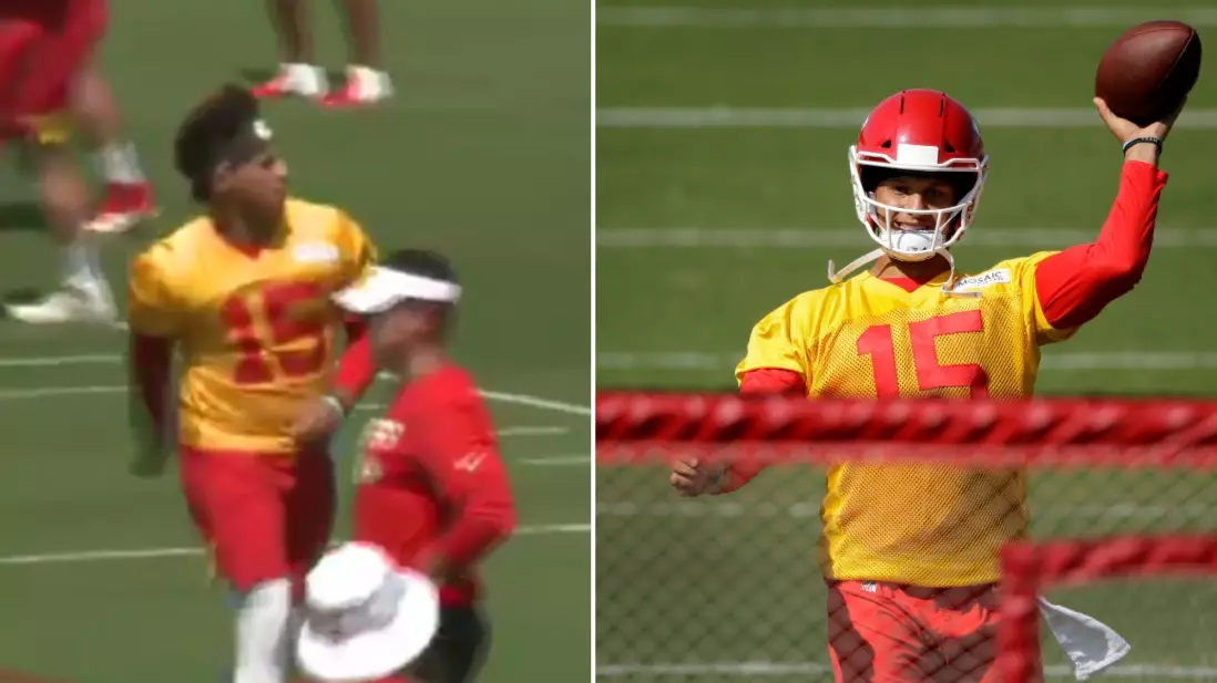 Patrick Mahomes Throws Behind-The-Back Pass And Left-Handed Dime In Training Camp