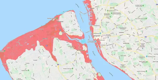 Liverpool could be hard hit by rising sea levels.