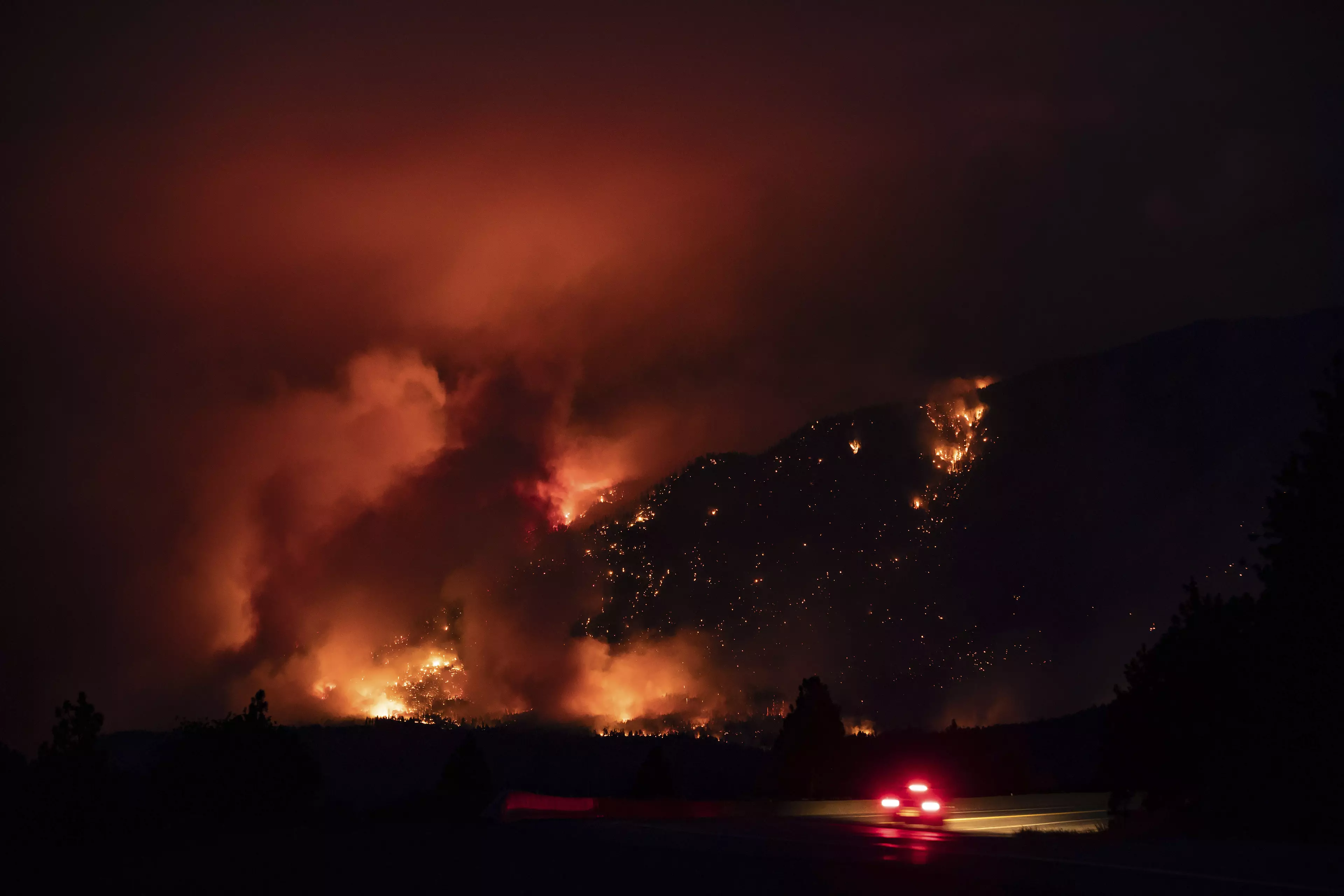 A fire rages in Lytton, Canada.
