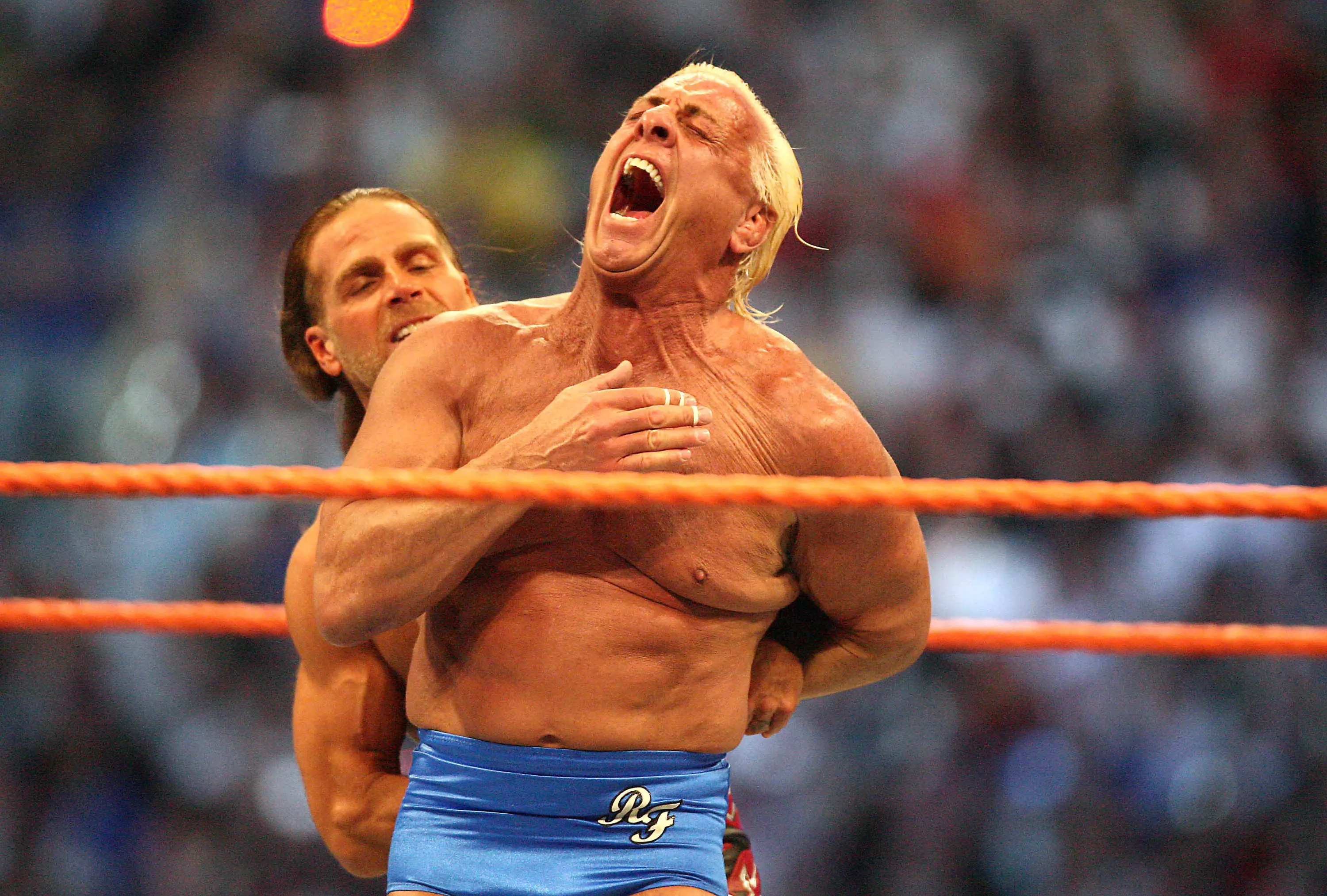 HBK locks up Flair. Image: PA Images