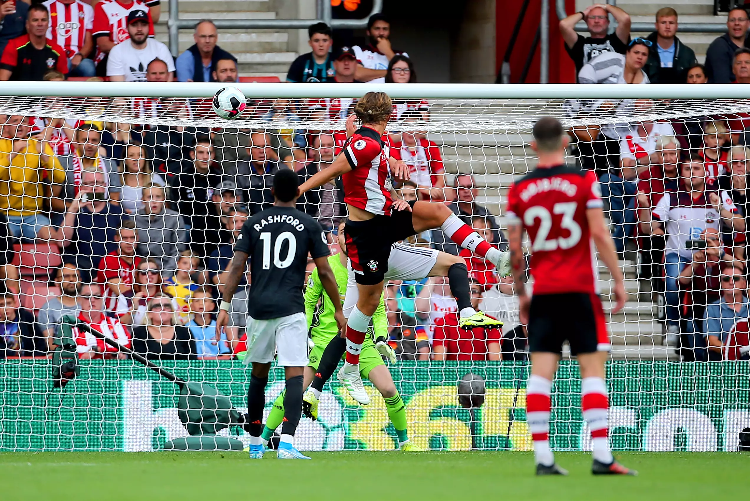 Jannick Vestergaard scores Southampton's equaliser. Image: PA Images