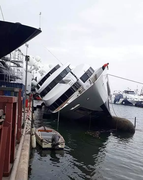 The boat was reportedly dropped while on its way to be repaired.
