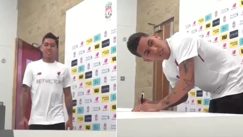 Roberto Firmino Signs New Liverpool Contract With World's First 'No-Look' Signature 