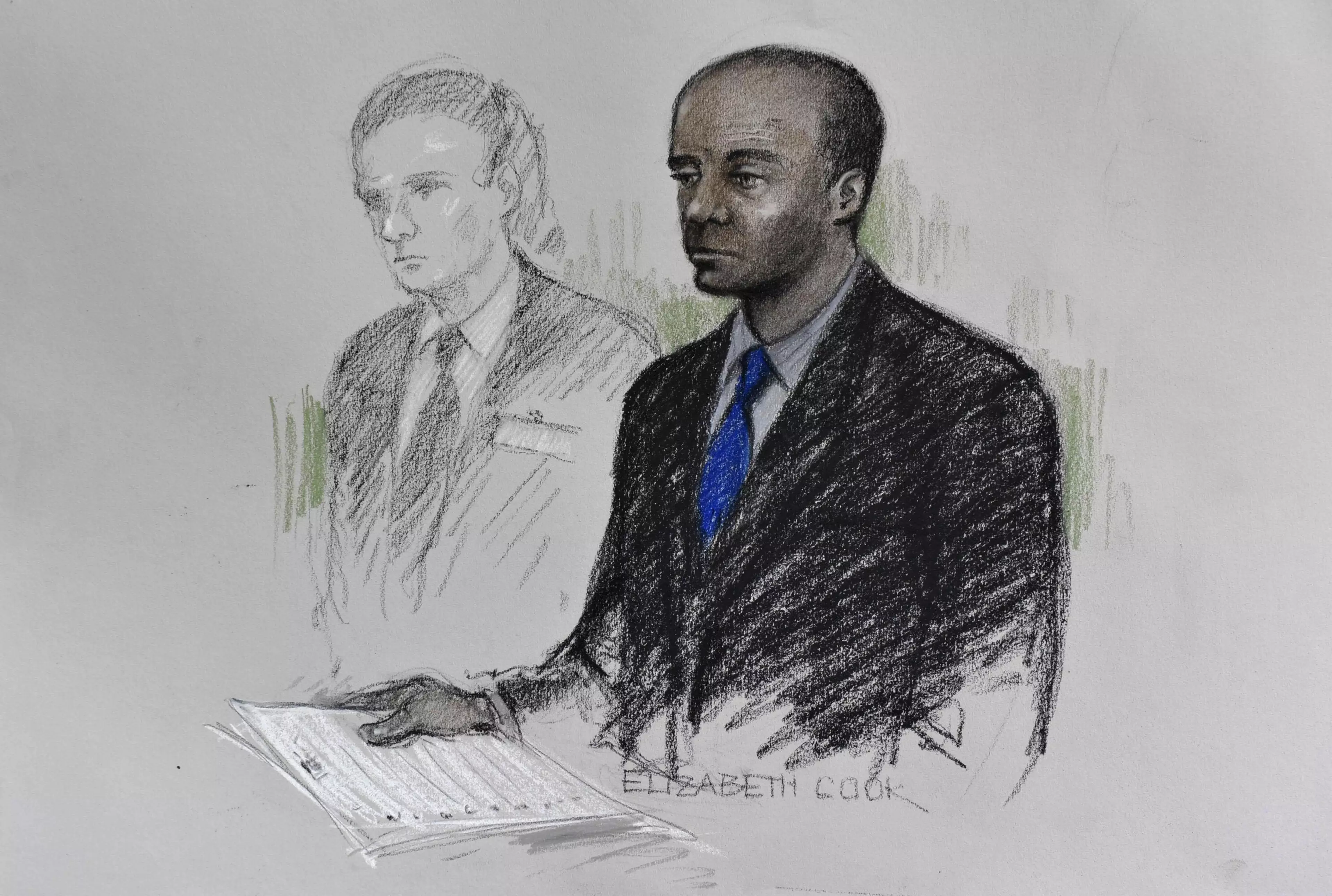 Artist impression of Delroy Grant in court in 2010. (
