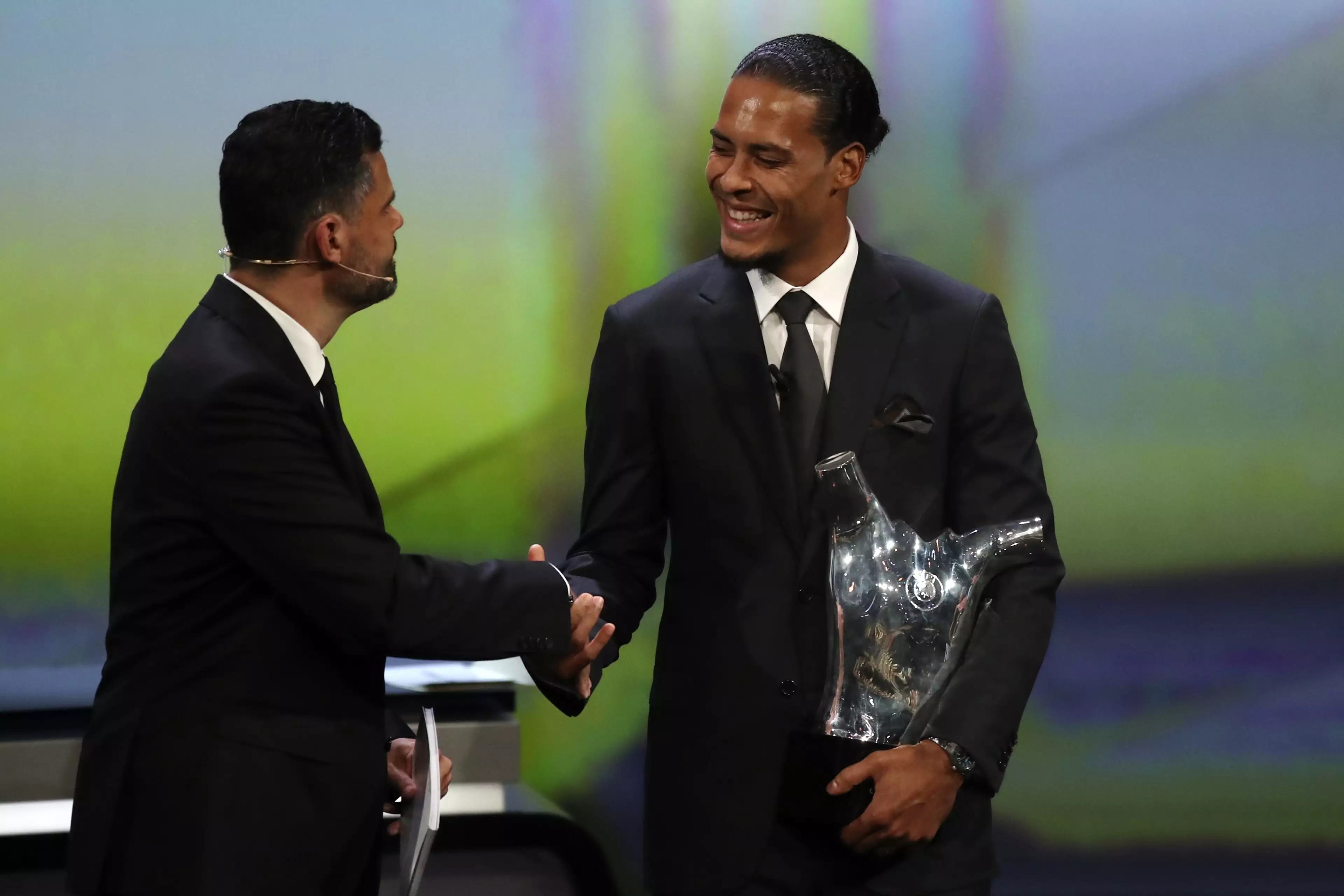 Virgil van Dijk won the UEFA Men's Player of the Year award in Monaco on Thursday