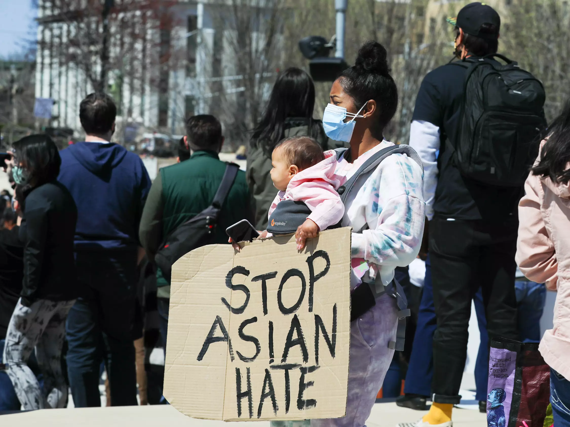 People have been demonstrating to demand an end to anti-Asian hate.