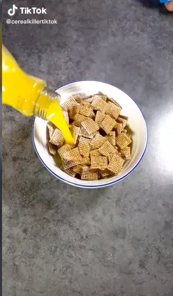 Orange juice on top of Shreddies? Really (