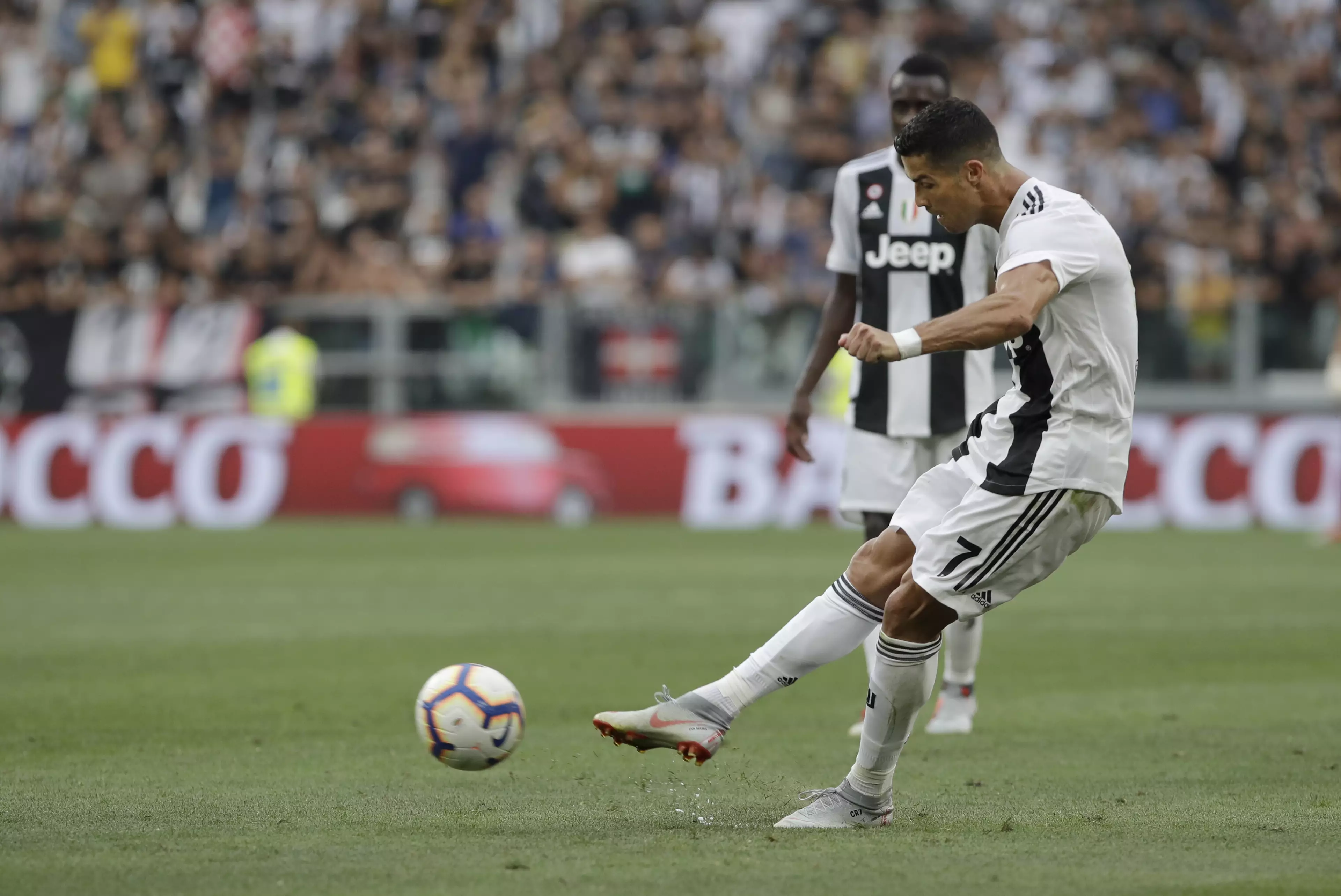 Ronaldo takes a free-kick. Image: PA