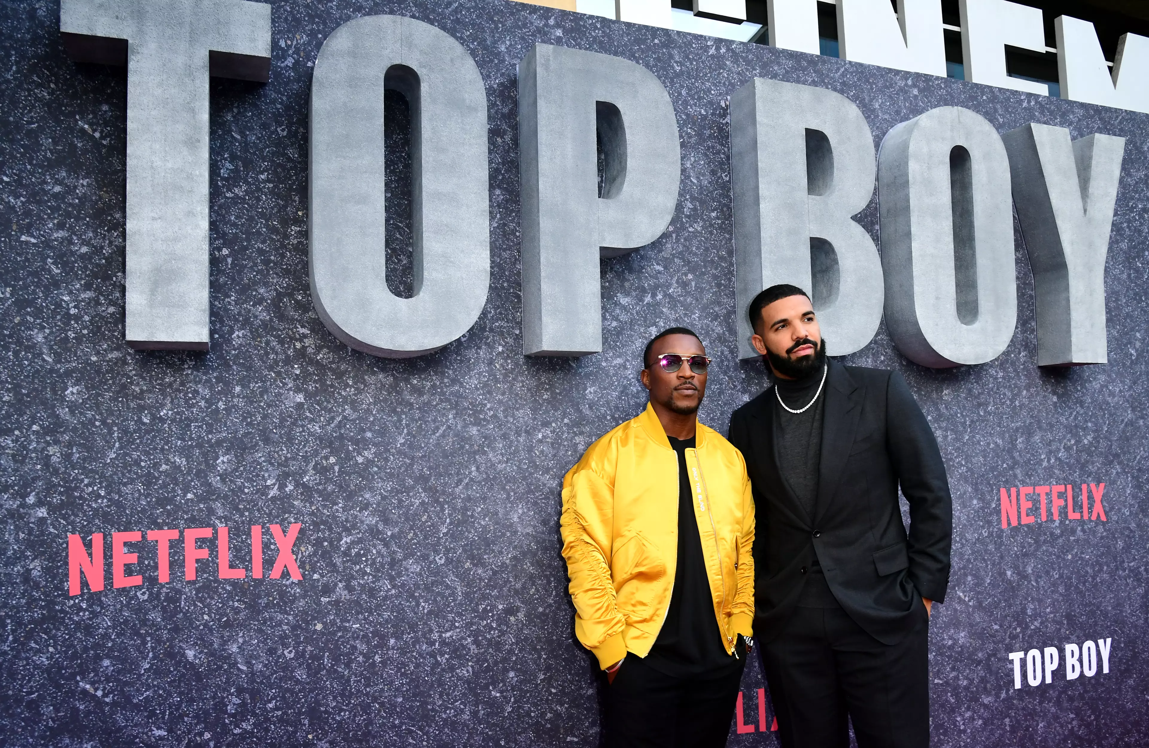 Ashley Walters With Drake at the UK premiere of Top Boy.