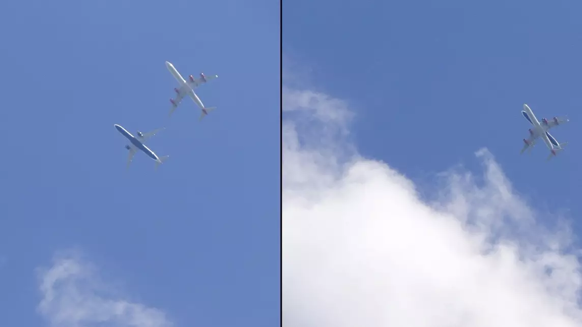Two Planes Pictured Flying Terrifyingly Close To One Another