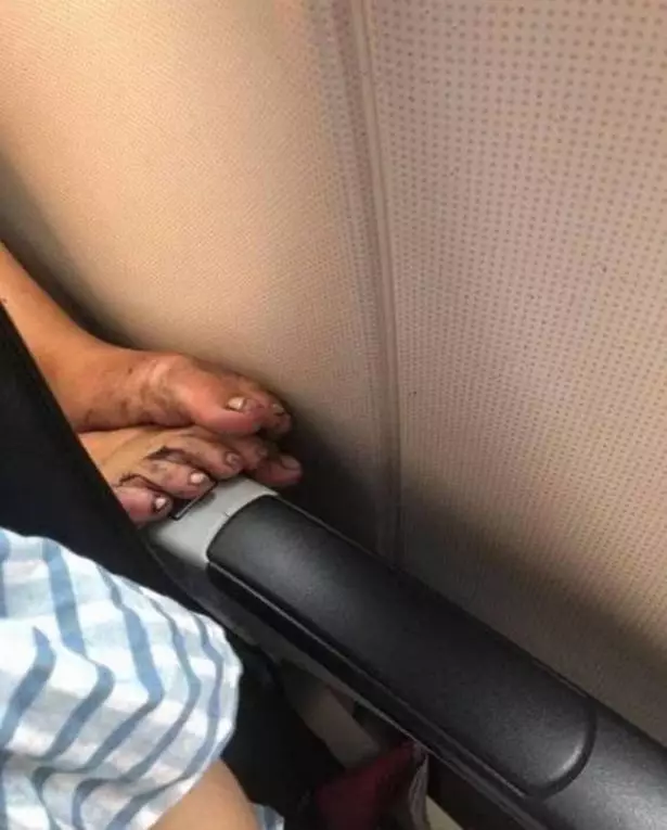 Fellow passengers don't want to see your bare feet.