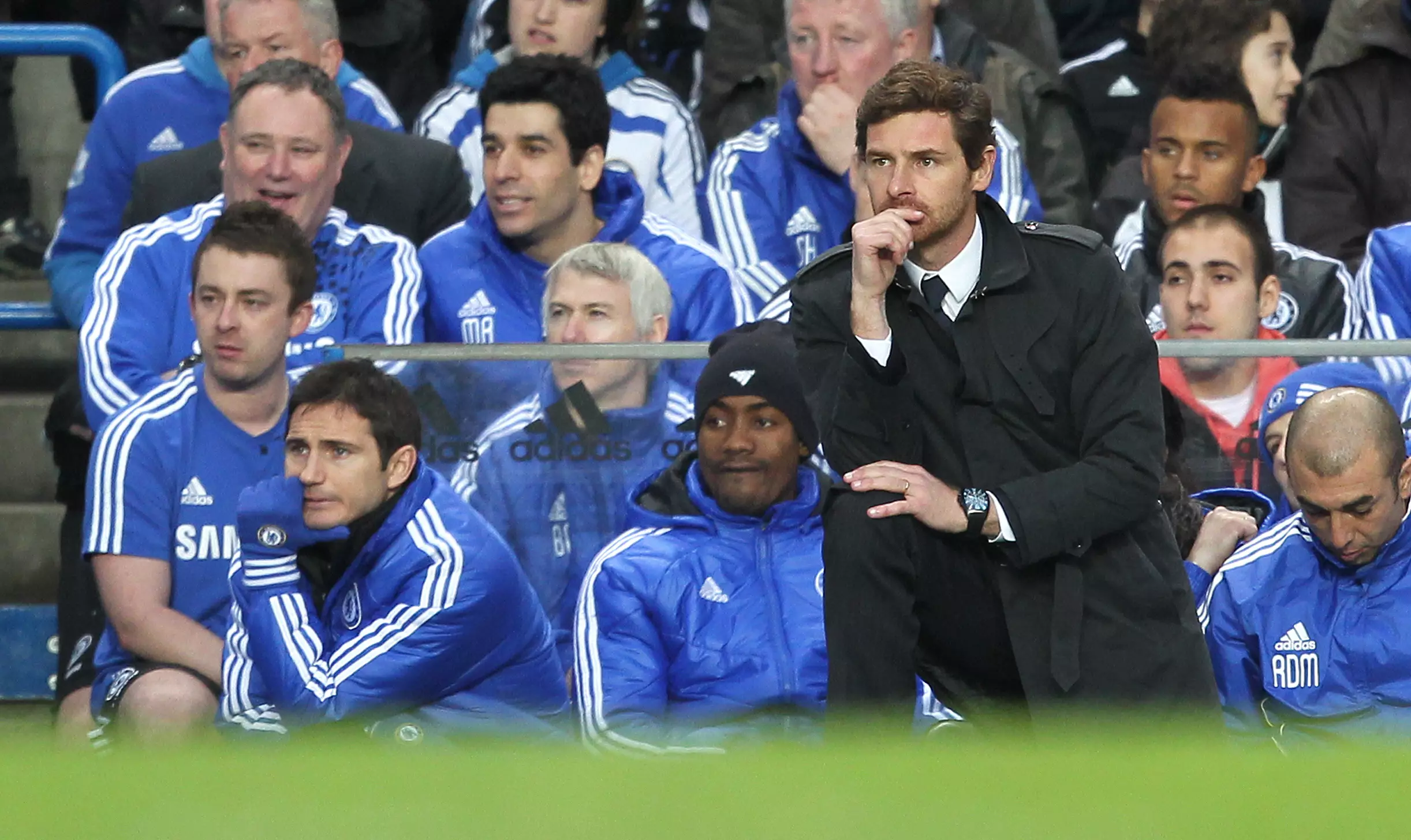 AVB became infamous for his crouching at Stamford Bridge. Image: PA Images