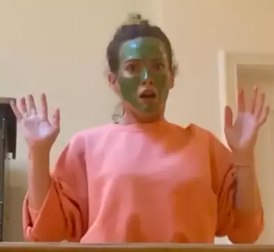 Hilary can be seen recreating the face mask scene (