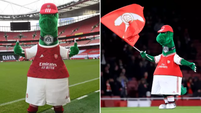 Arsenal Mascot Gunnersaurus Finally Returns To The Emirates Stadium