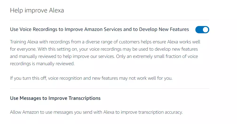 If you uncheck this box, it means that your voice recordings can't be sent to Amazon employees.