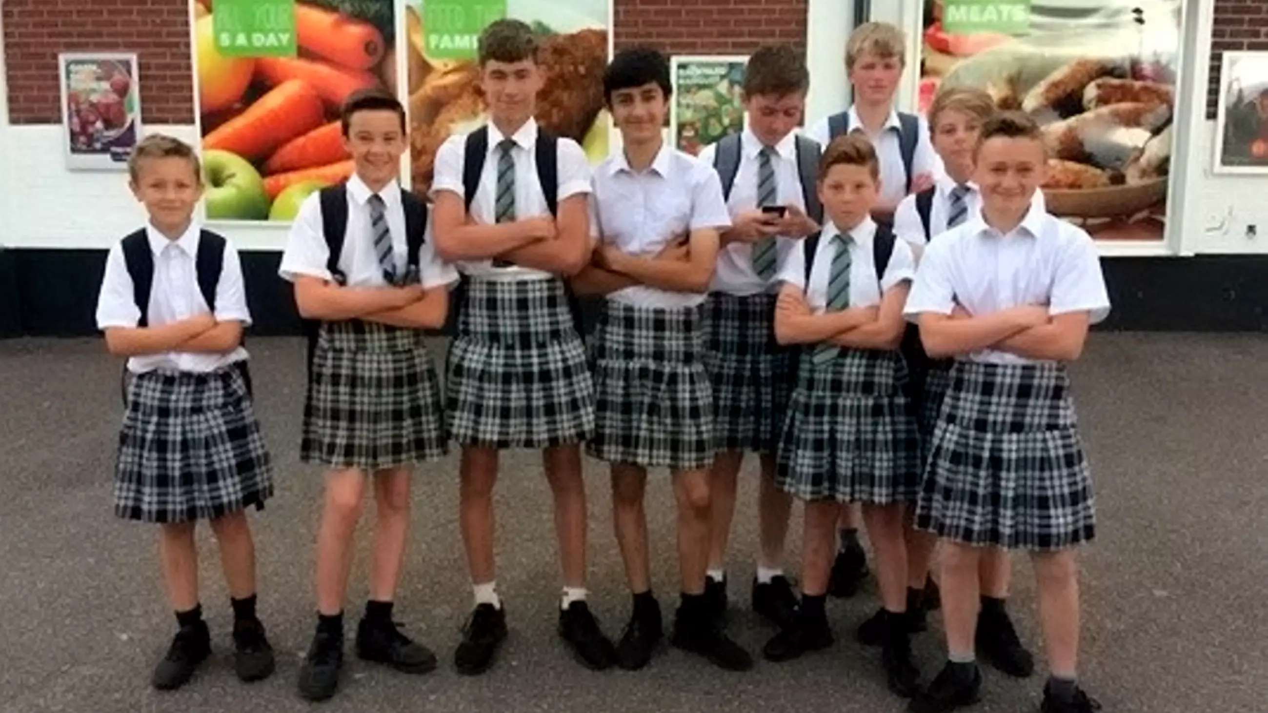Young LADs Defy 'Shorts Ban' By Wearing Skirts To School