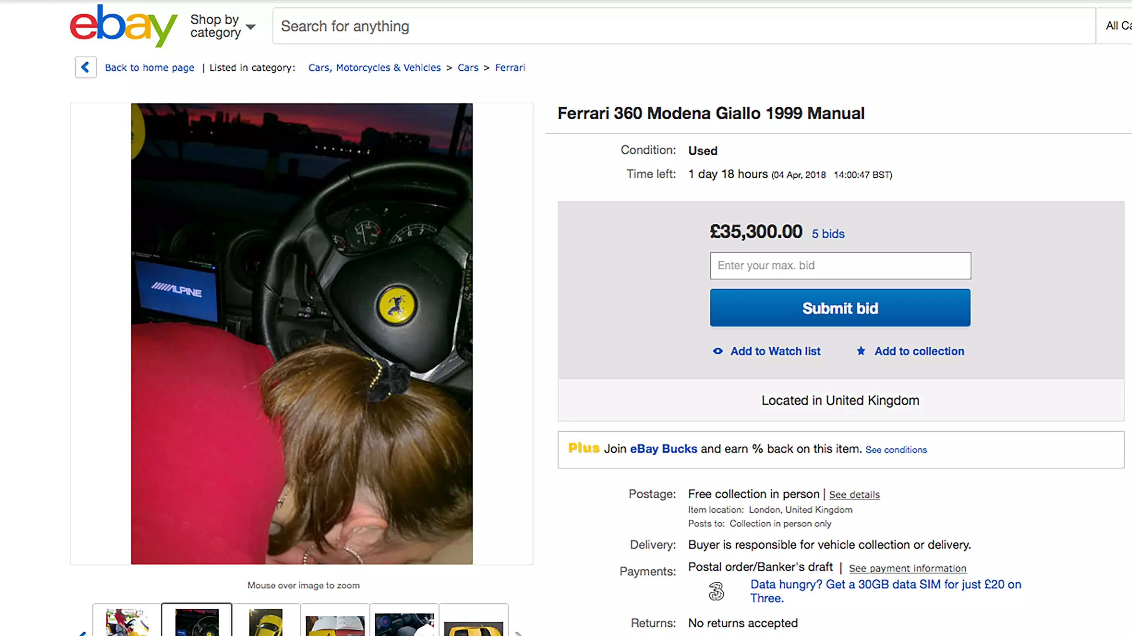 EBay Seller Places Ad For Ferrari Showing Woman Performing Sex Act 