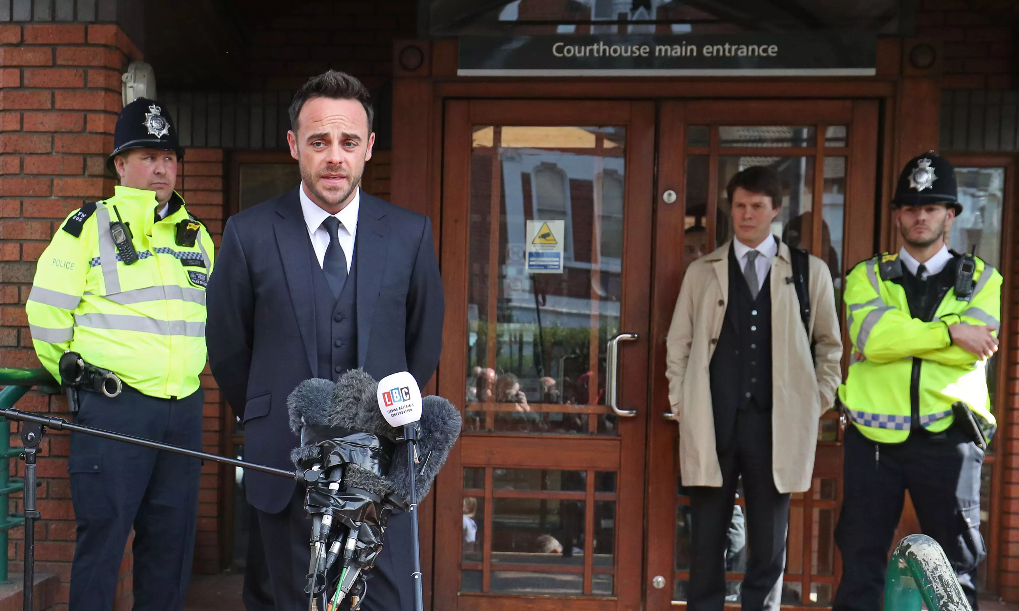 Ant McPartlin speaking outside The Court House in Wimbledon, London, following his sentence.