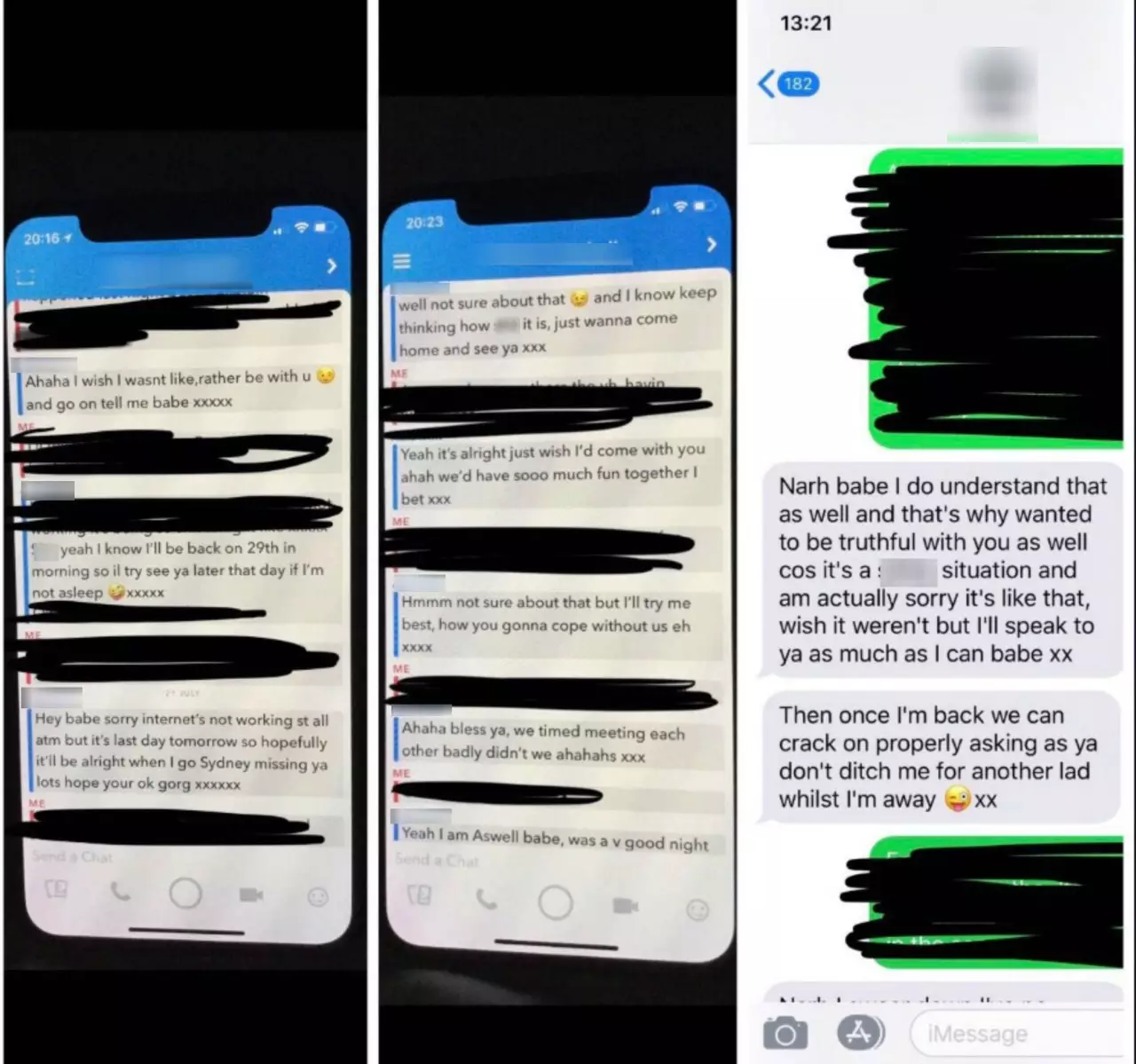 The messages were being sent while Emily was on holiday with her now ex-boyfriend.