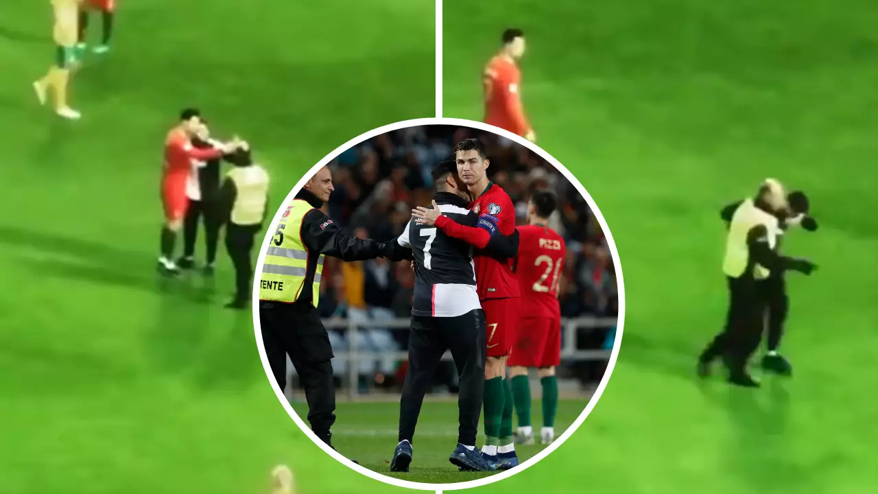 Cristiano Ronaldo Shows Class By Taking Selfie With Tearful Pitch Invader