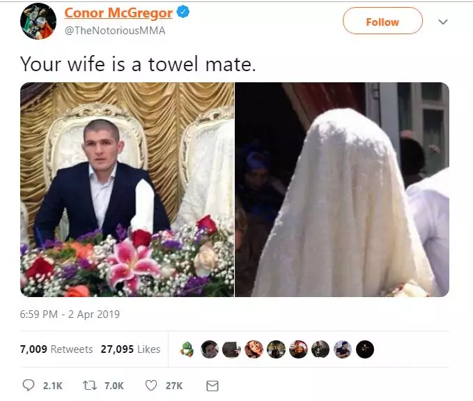 Conor McGregor's now-deleted tweet.