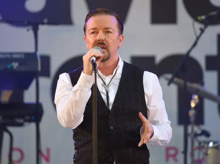Ricky Gervais Performs As David Brent At His Movie Premiere
