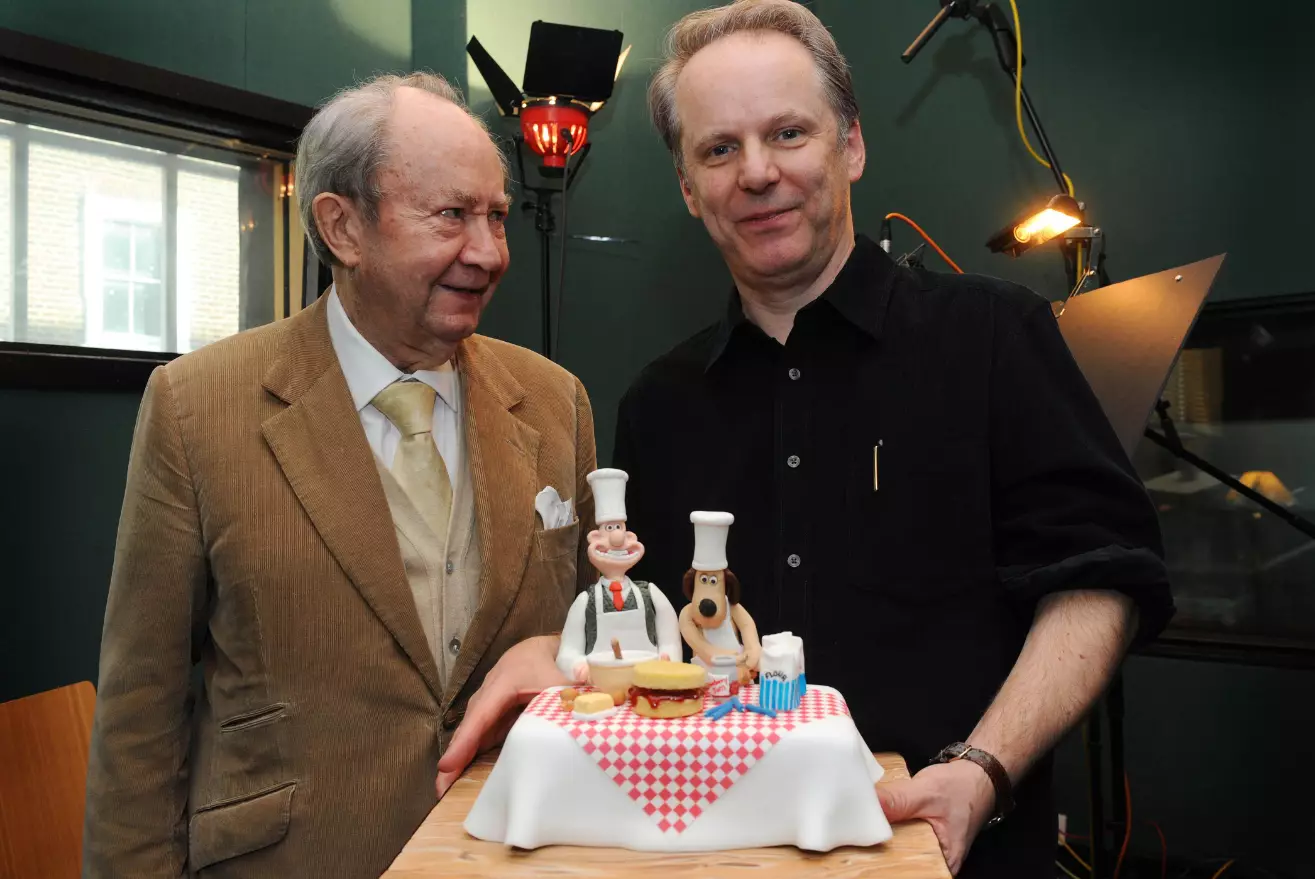 Park (right) with Peter Sallis, who voiced Wallace before passing away in 2017.