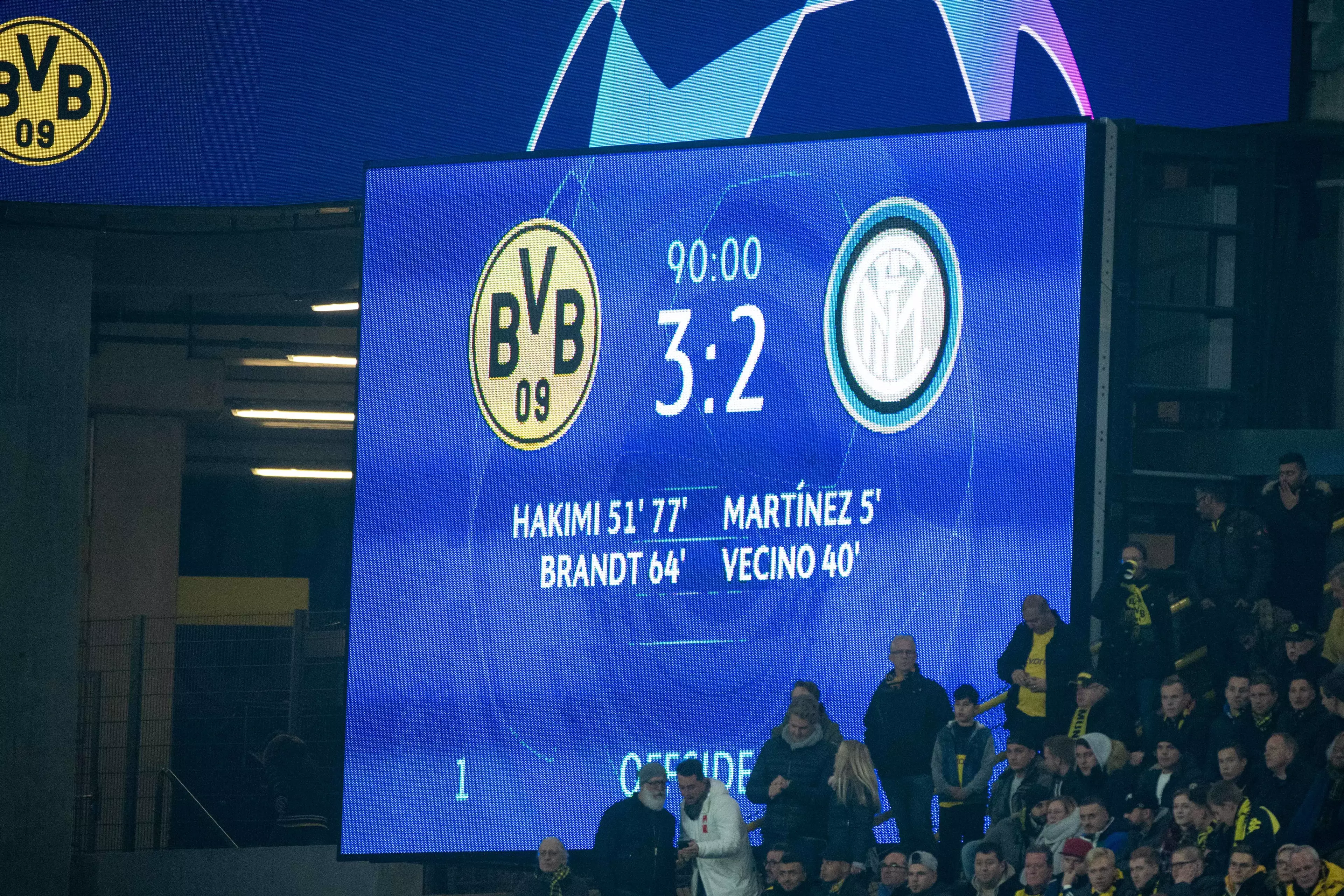 Inter led 2-0 against Dortmund but lost 3-2, the defining moment of their European campaign. Image: PA Images