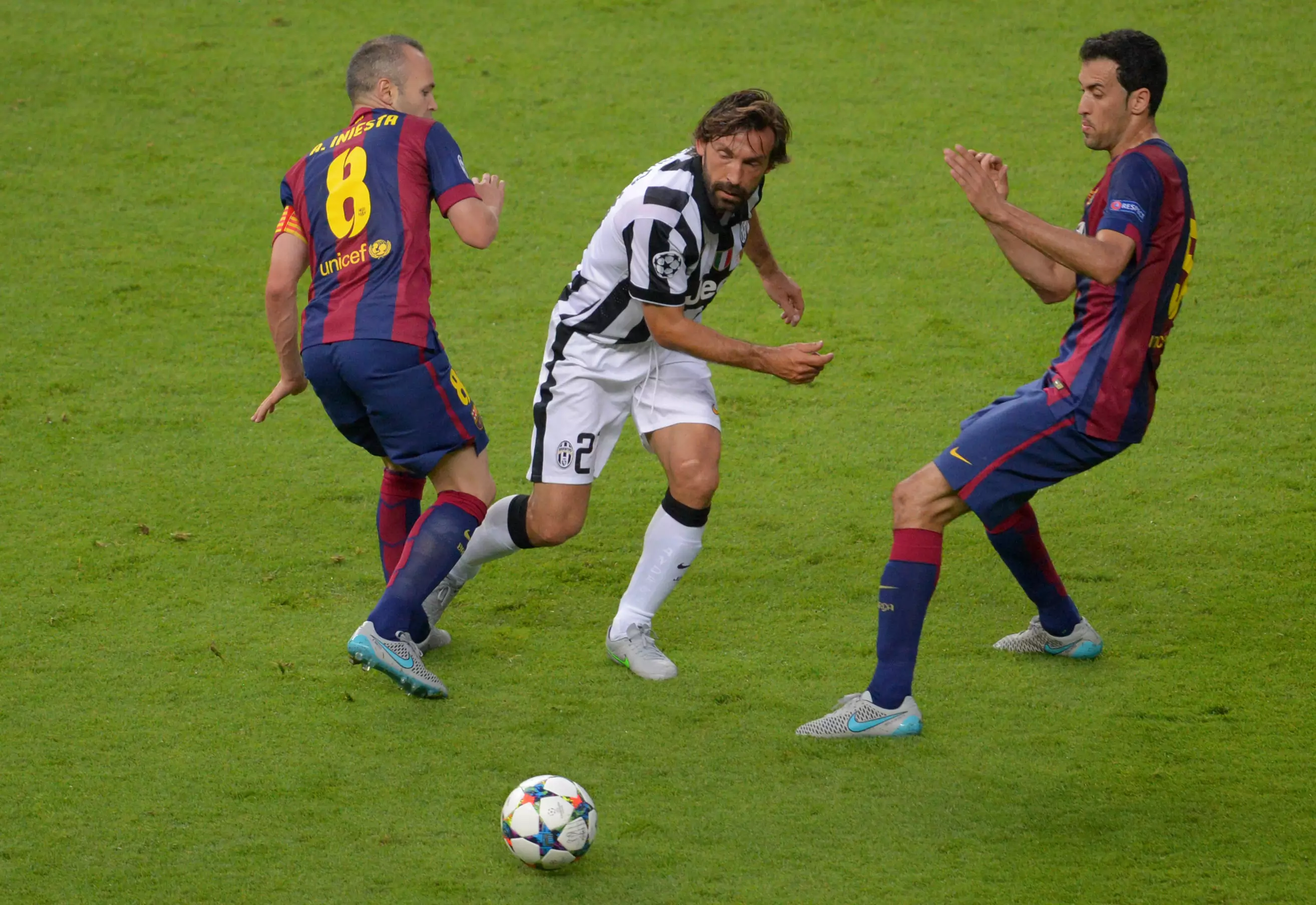 Pirlo playing in the 2015 Champions League final. Image: PA Images