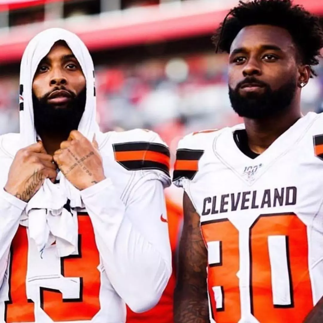 Beckham with Browns teammate Jarvis Landry.