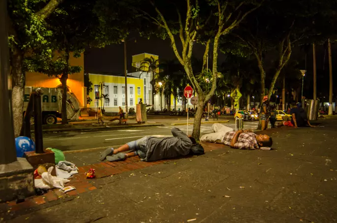 Venezuelans are forced to sleep on the streets of Colombia.
