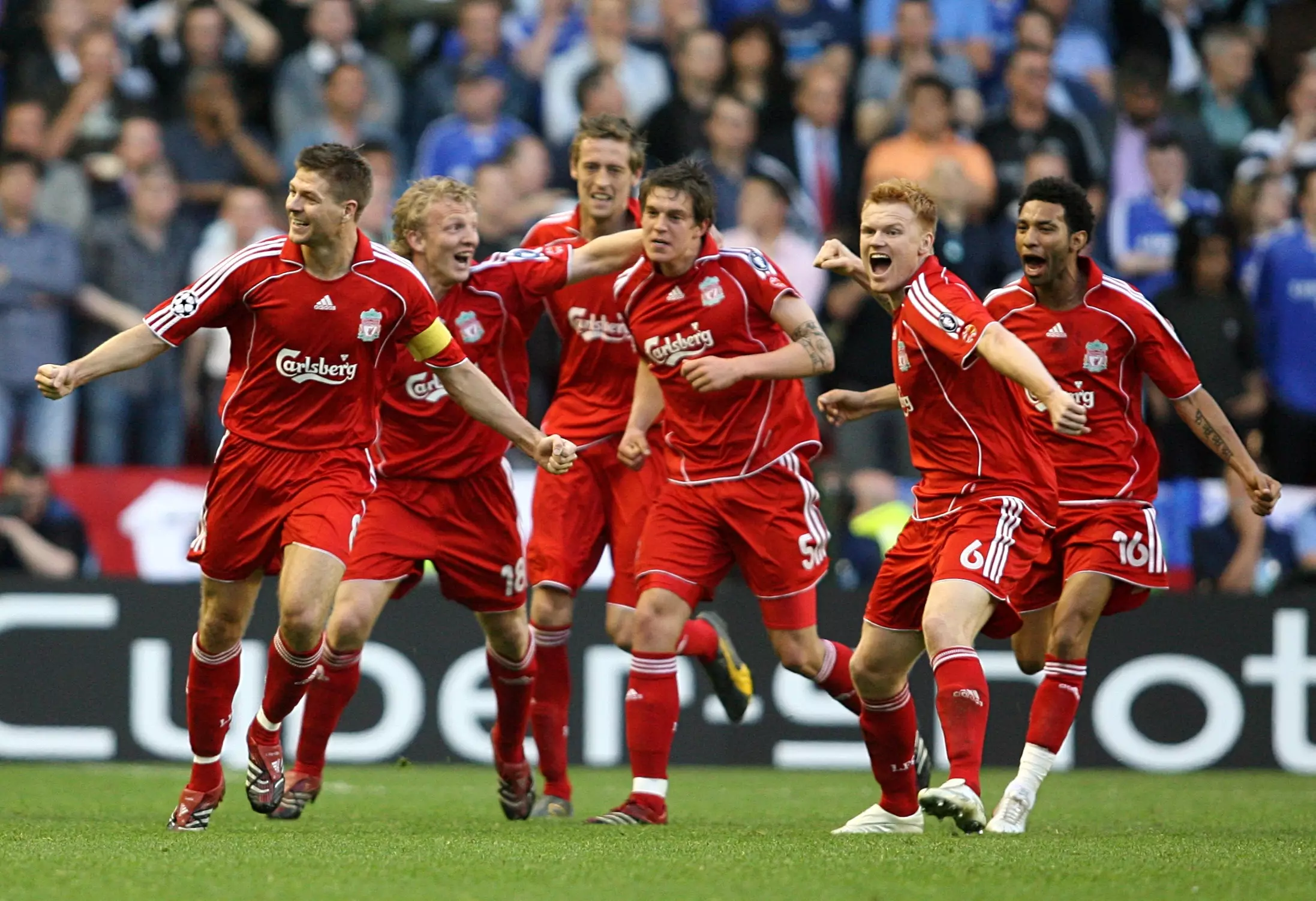 Liverpool celebrate getting to the Champions League final. Image: PA Images