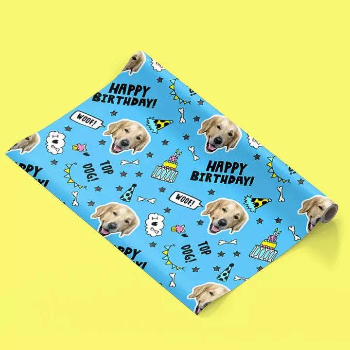 You can buy personalised wrapping paper too.