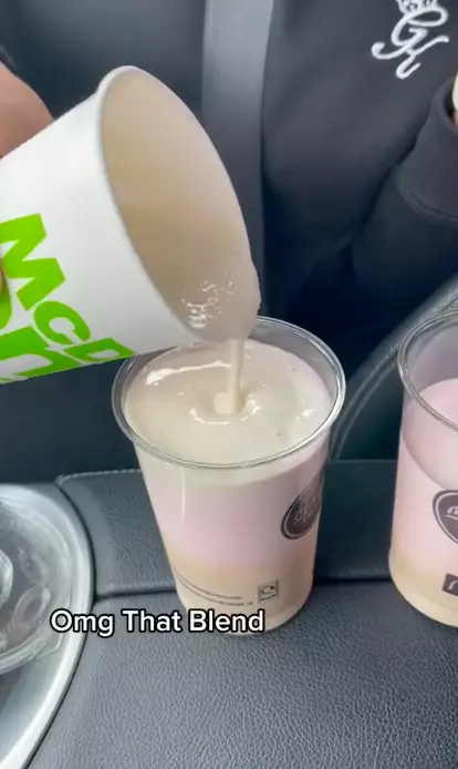 She added all three flavours into one cup (