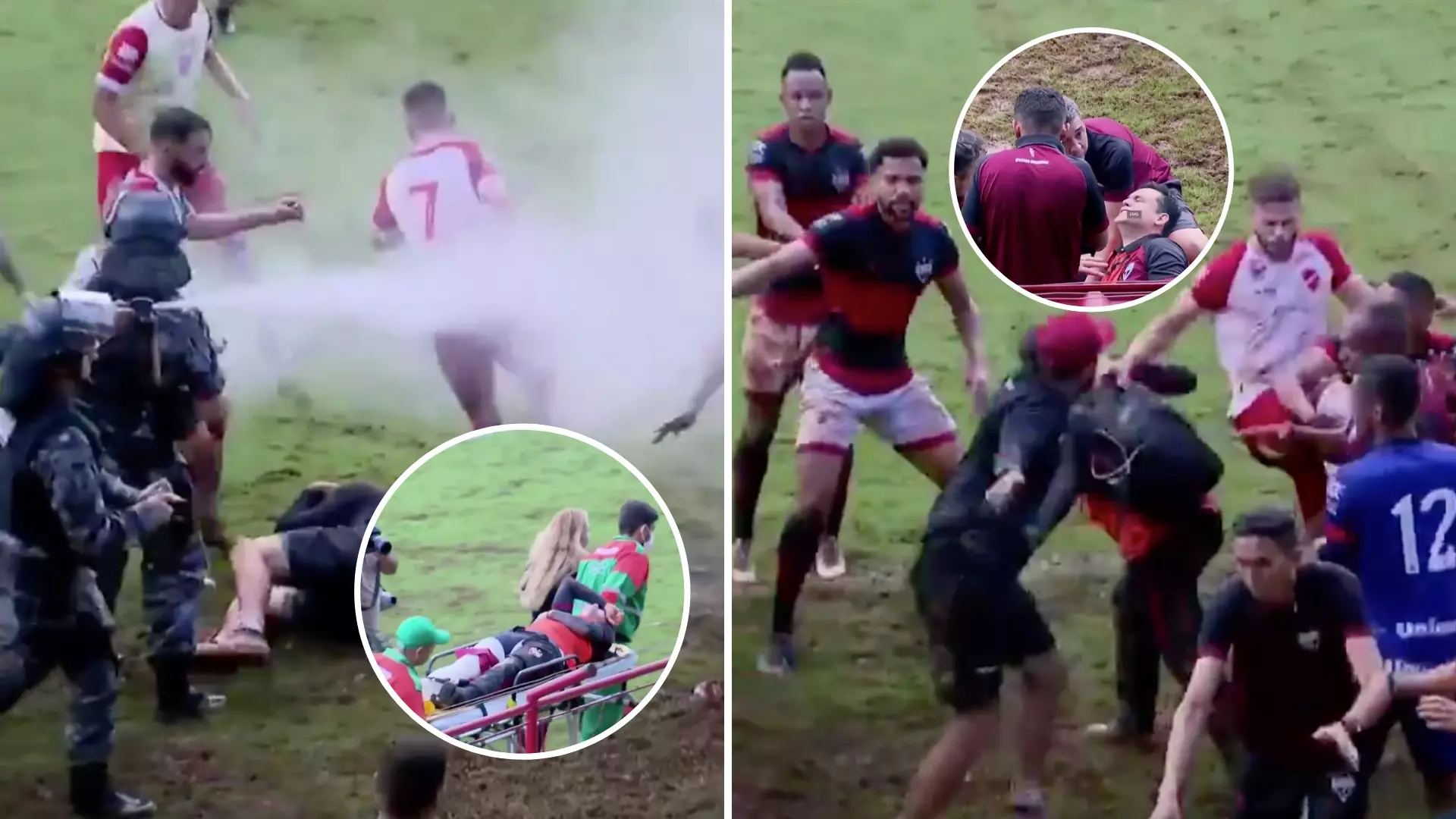 Massive Brawl Breaks Out Between Local Rivals In Brazil With Riot Police Using Pepper Spray