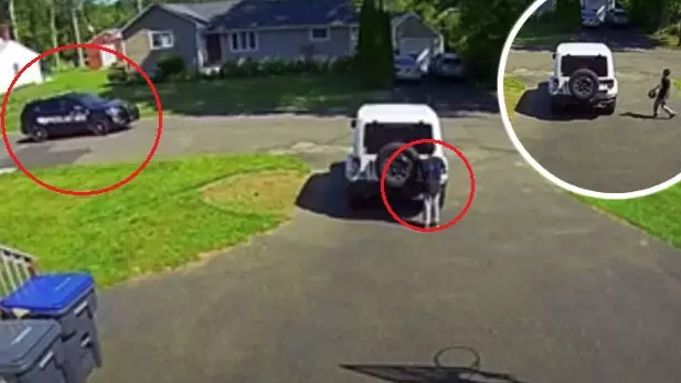 Dad Shares Video Showing Young Son Hiding From Passing Police Car As He Plays