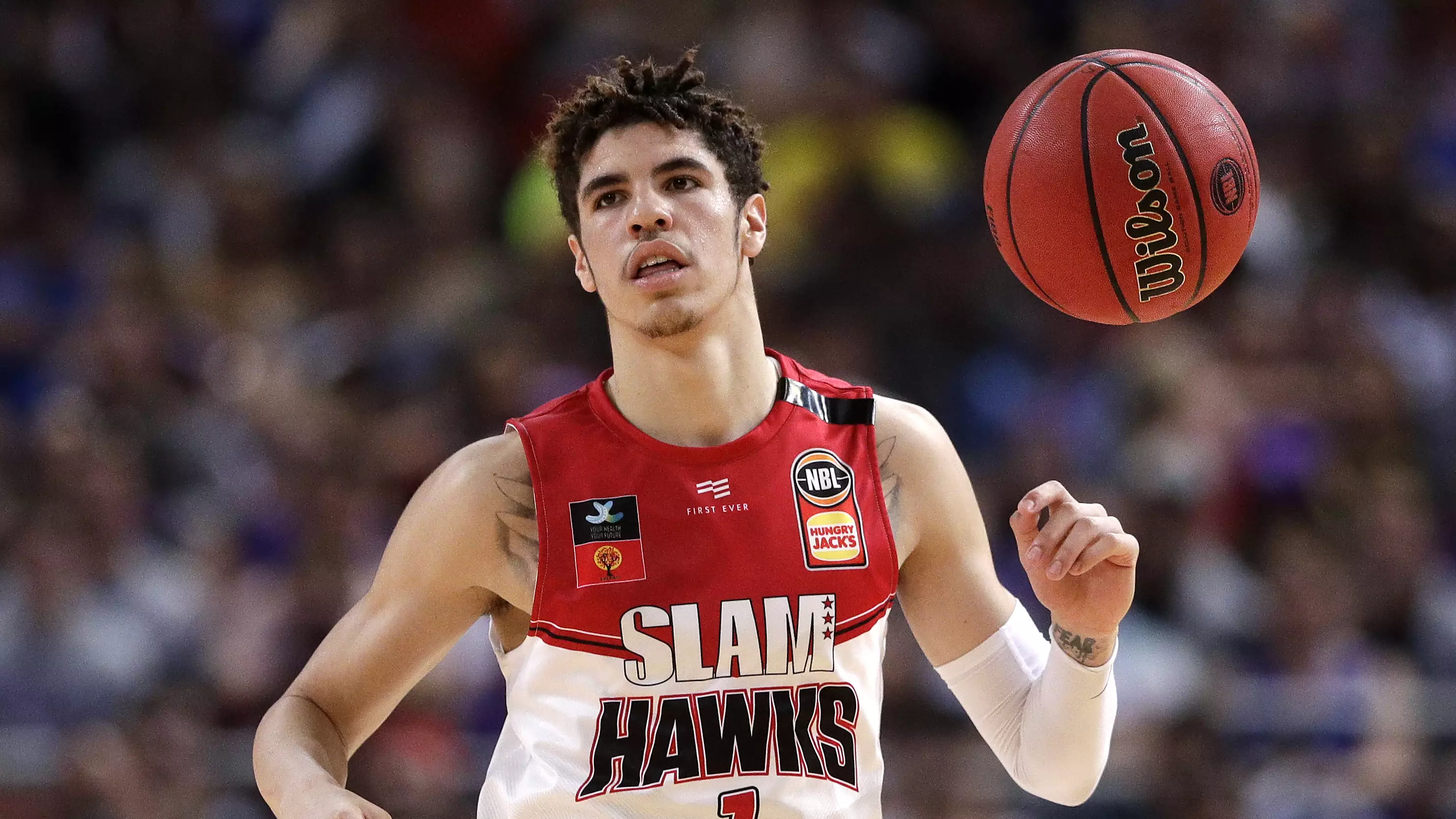 LaMelo Ball playing for the Hawks.