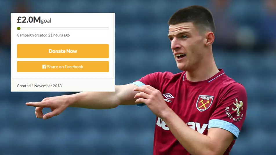 West Ham Fans Start GoFundMe Page To Raise £2 Million For Declan Rice’s New Contract