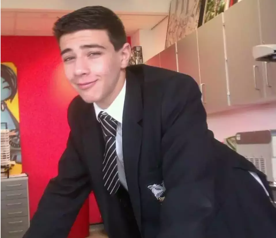 Here's Tommy as a 13-year-old student at St Ambrose School in Manchester.