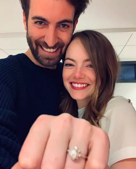 Emma Stone showed off her dazzling ring (