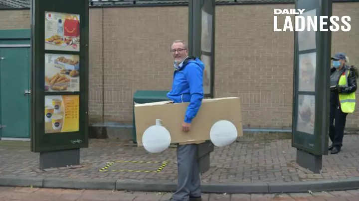 Customer Builds Cardboard Car And Turns Up To McDonald's Drive-Thru 