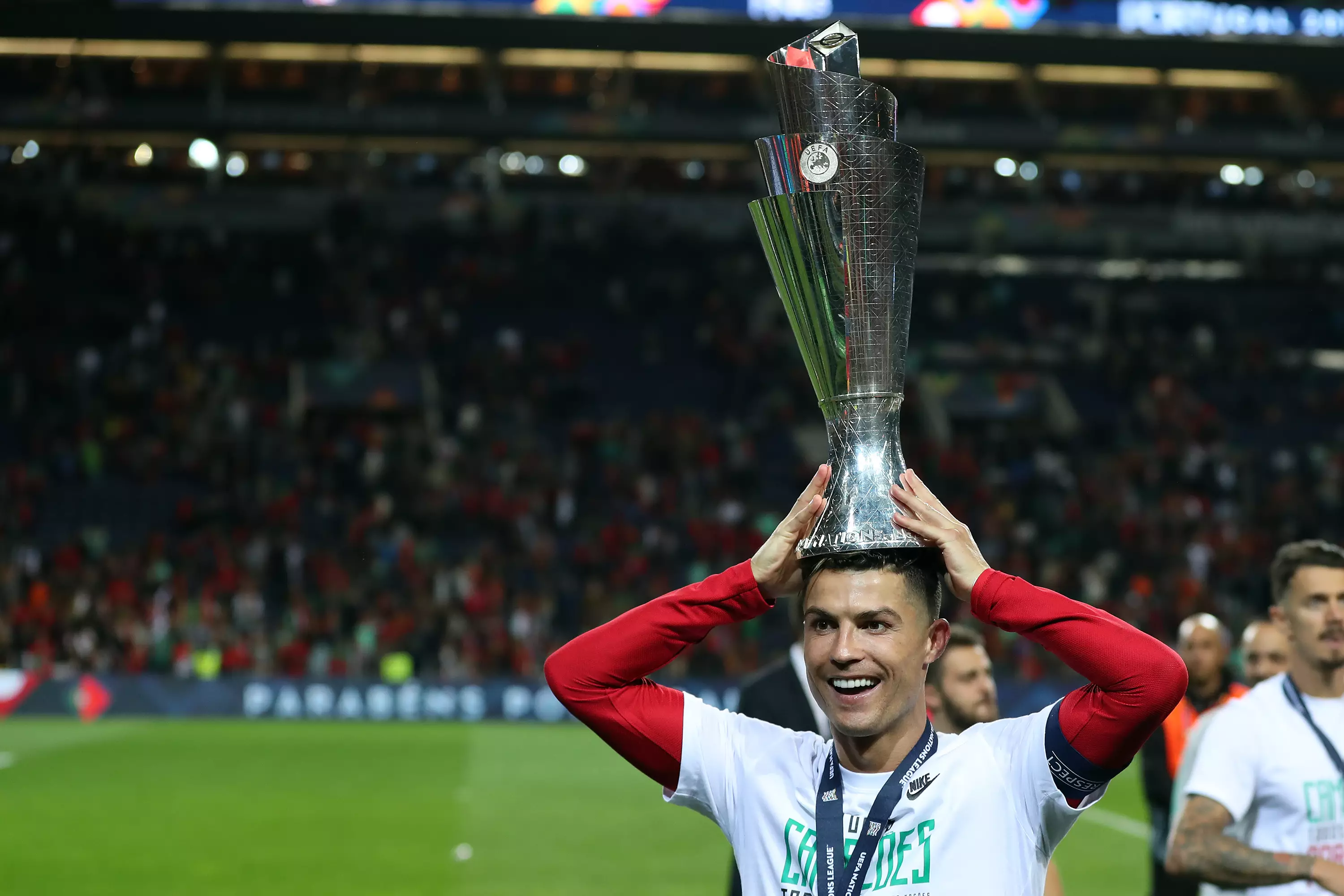 Ronaldo with the Nations League trophy. Image: PA Images