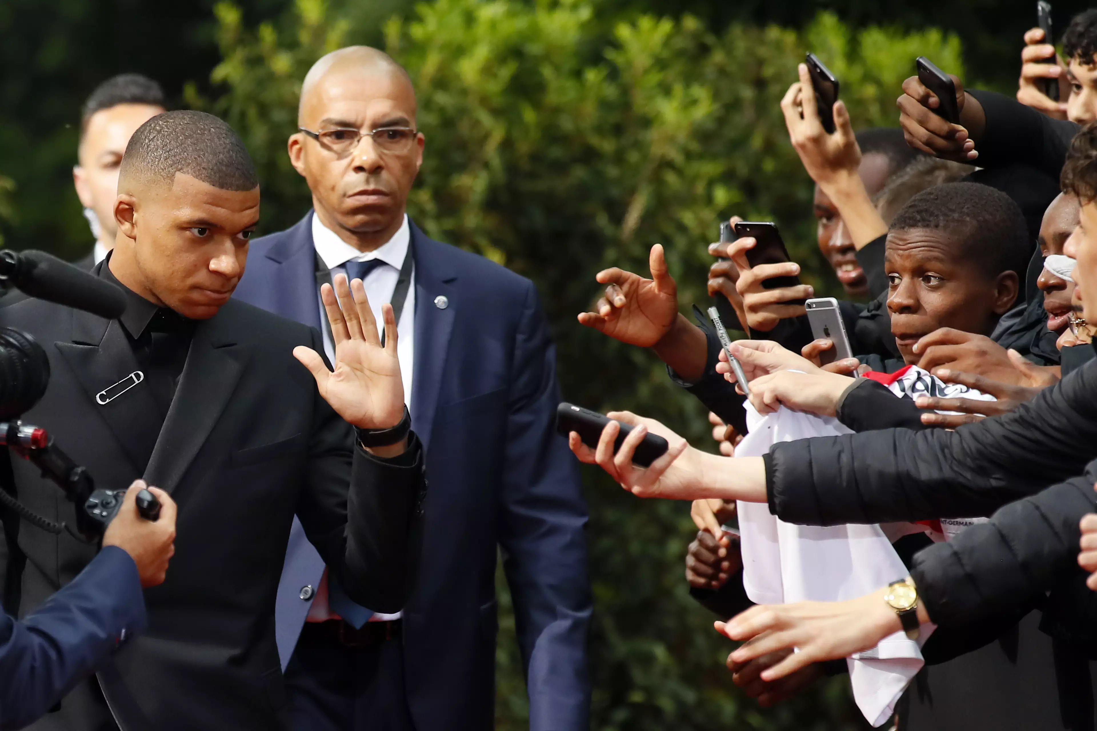 Mbappe arrives at the award ceremony. Image: PA Images
