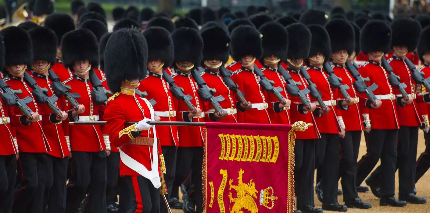 Trooping the Colour is a spectacular military display to celebrate the Queen's birthday '