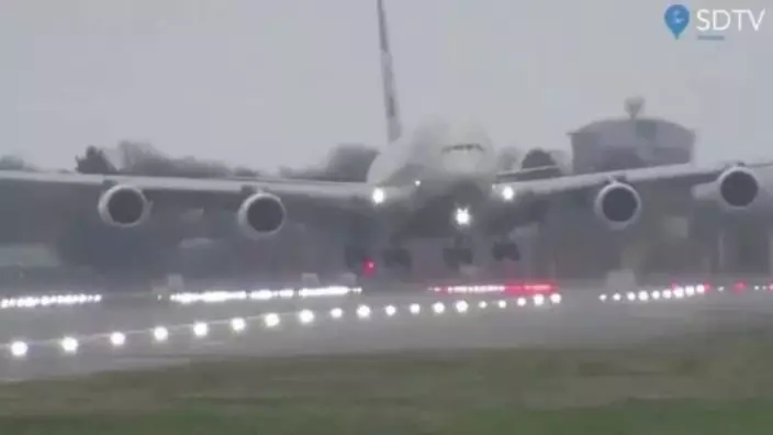 Storm Dennis Forces World's Largest Passenger Plane To Land Sideways