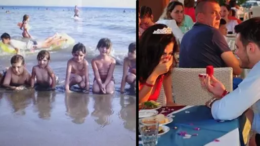 Man Spots Himself In The Background Of Fiancee's Childhood Photo 